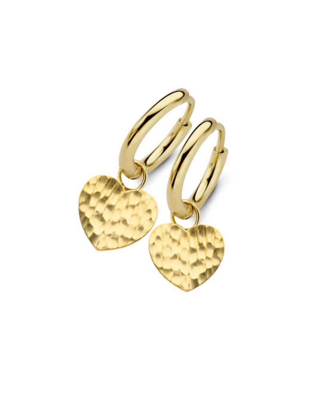Hoop Earrings With Hammered Heart