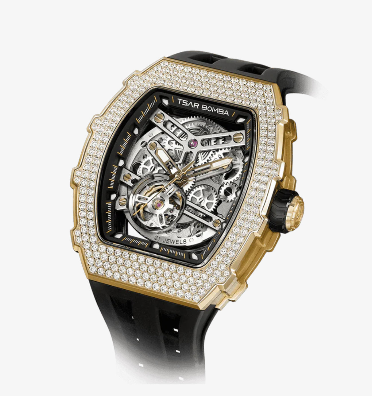 Tsar Automatic Negro-Dorado Zirconia