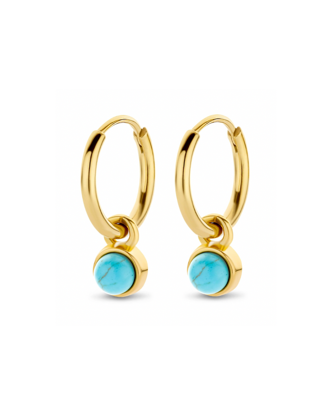 Hoop Earrings With Round Stone